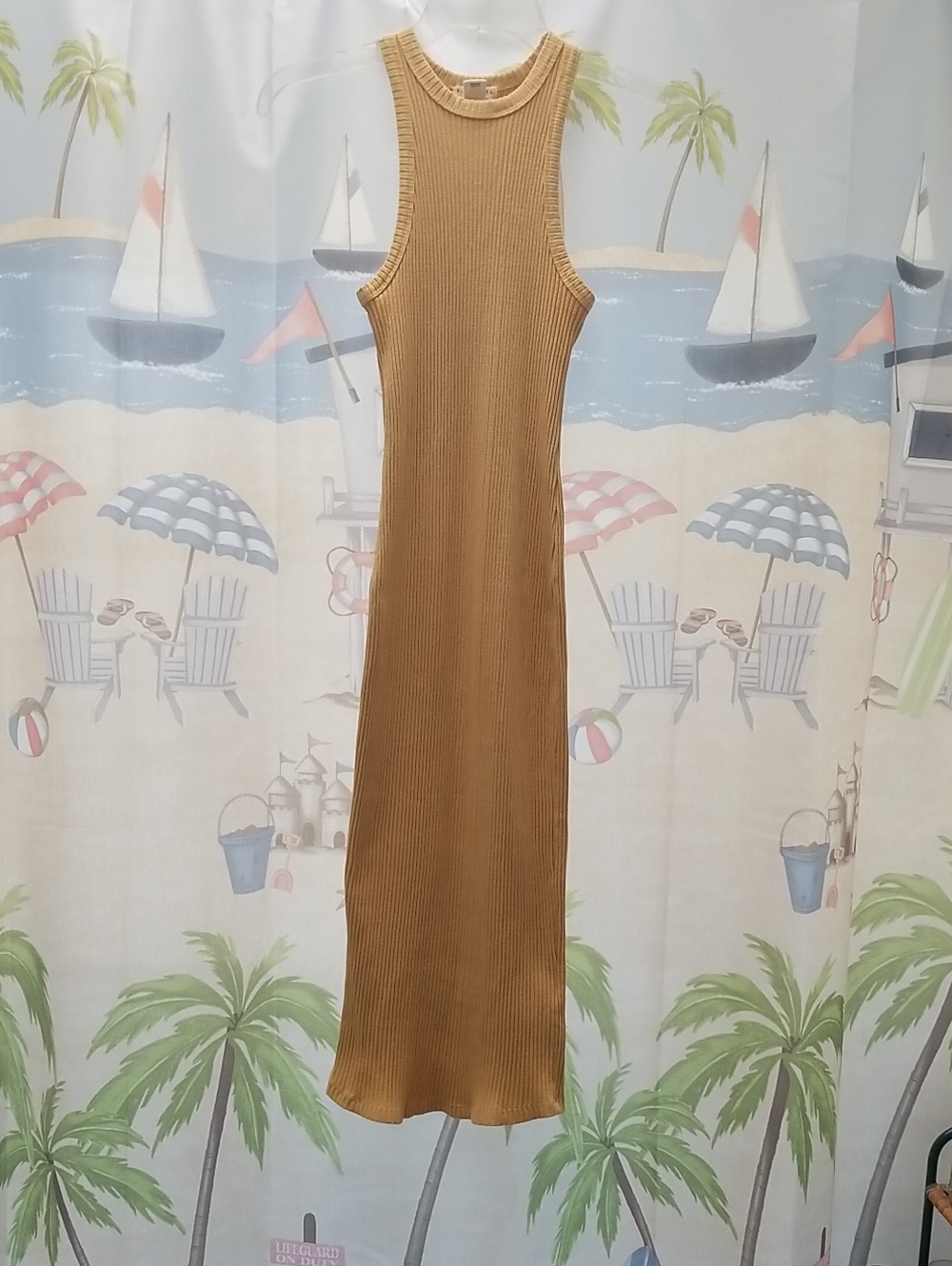 Billabong Ribbed Knit Dress in Light Gold - Size Small